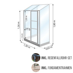 Anlehngewächshaus aus Sicherheitsglas LAMS MELISSA 0,90 m²